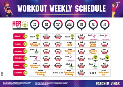 Workout Schedule-Paschim Vihar
